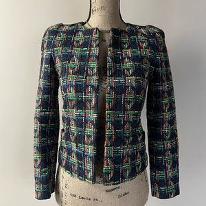 ZARA Blogger Fave Open Front Multi-Color Tweed Blazer Jacket